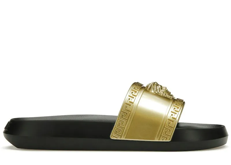 Versace Palazzo Medusa Pool Slide Gold Black (1008733DGOLG)