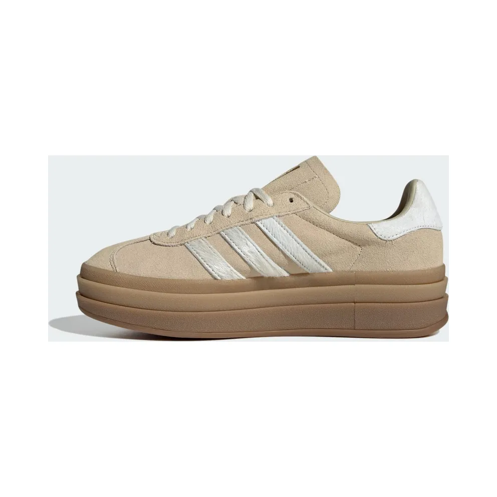 Adidas GAZELLE BOLD Shoes Stone Khaki / Cream White / Gold Metallic (IH4201)