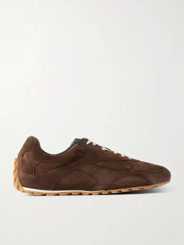 Bottega Veneta Orbit Flash Leather-Trimmed Suede Sneakers Brown (867926V3MS0)