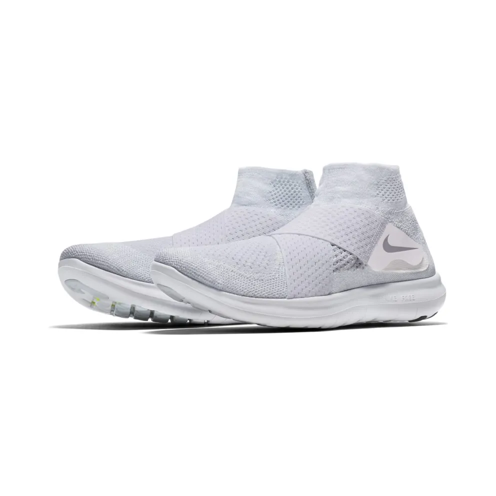 Nike Free RN Motion Flyknit Triple “White / Pure Platinum / Volt / Wolf Grey” (880845-100)