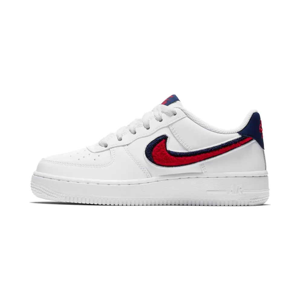 Nike Air Force 1 Low 3D Chenille Swoosh USA (GS) White/University Red-Blue Void (AO3620-101)