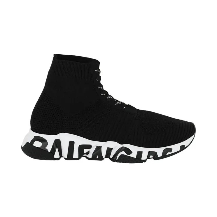 Balenciaga Speed Lace Up Graffiti Recycled Knit Graffiti Black White (617251 W2DB7 1015)