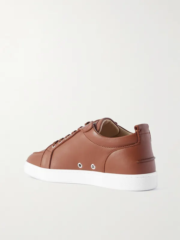 Christian Louboutin Rantulow Orlato Grosgrain-Trimmed Full-Grain Leather Sneakers Brown (3250663) (4)