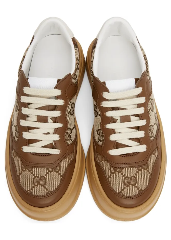 Gucci Beige & Brown GG Sneakers (676092 UPG20) (5)