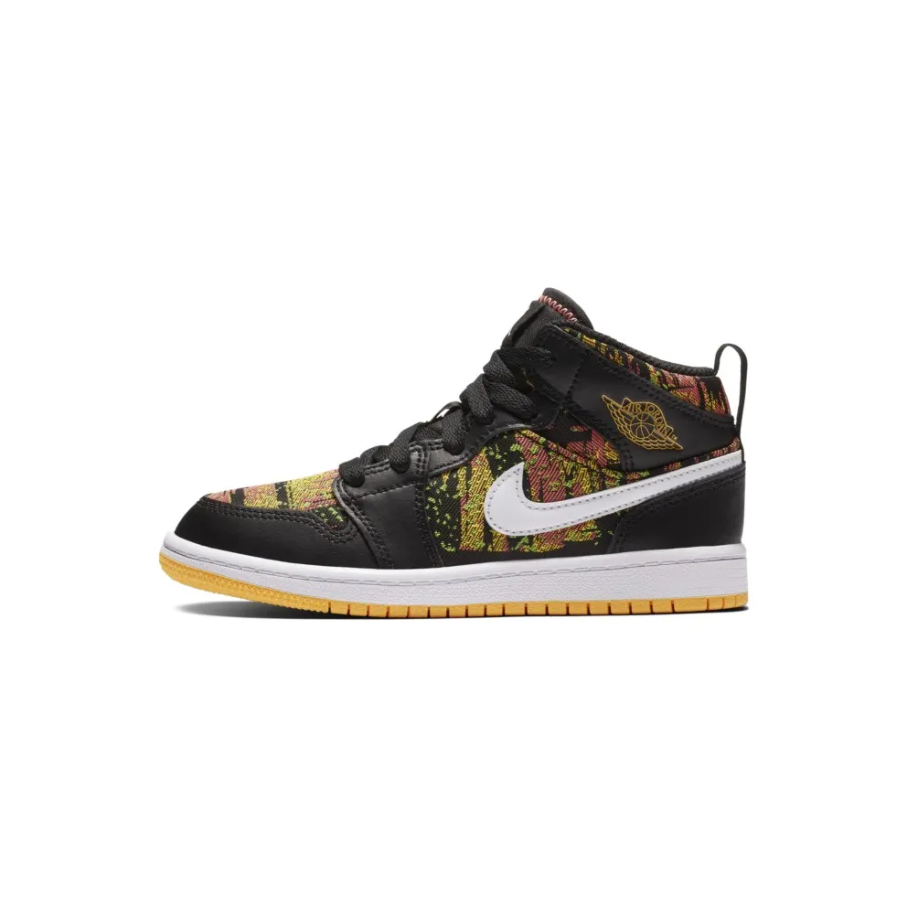 Jordan 1 Mid Black Laser Orange Bright Melon (PS) Black/Laser Orange-Bright Melon-White (640737-003)
