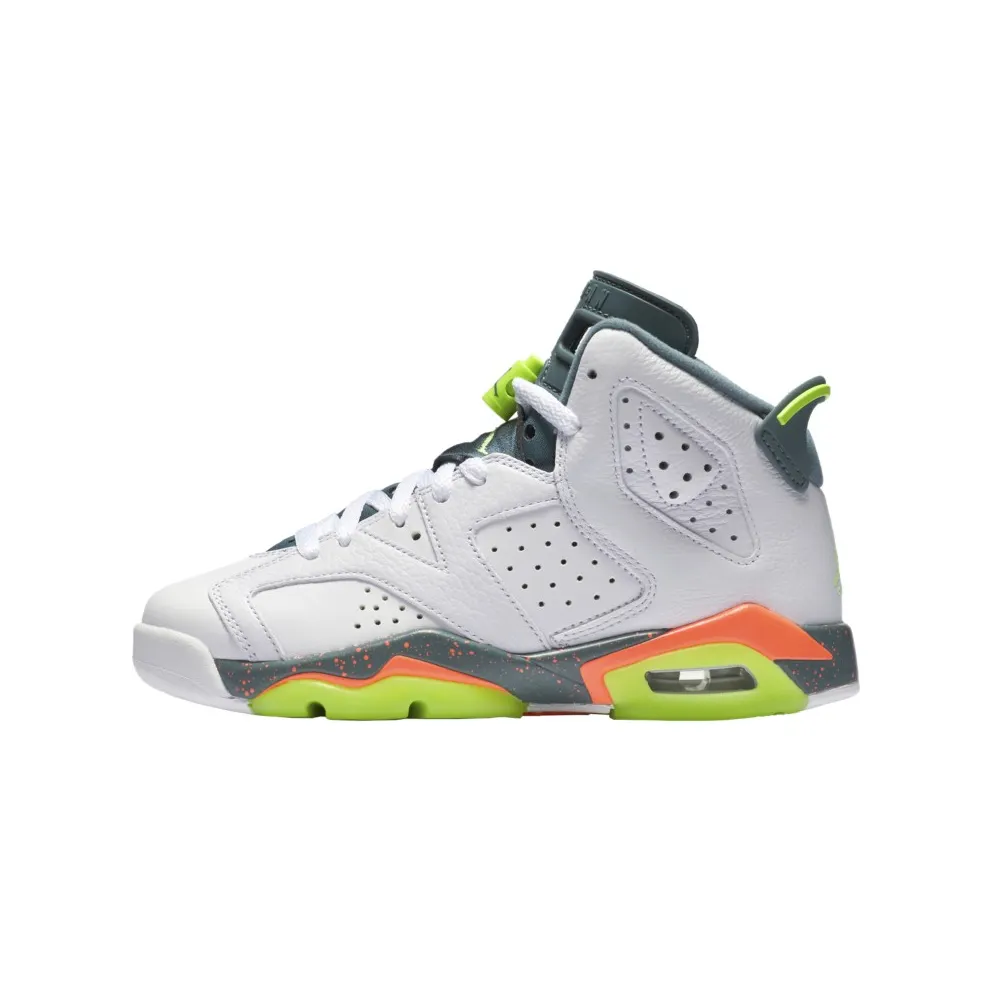 Jordan 6 Retro Bright Mango (GS) White/Ghost Green-Hasta-Bright Mango (384665-114)