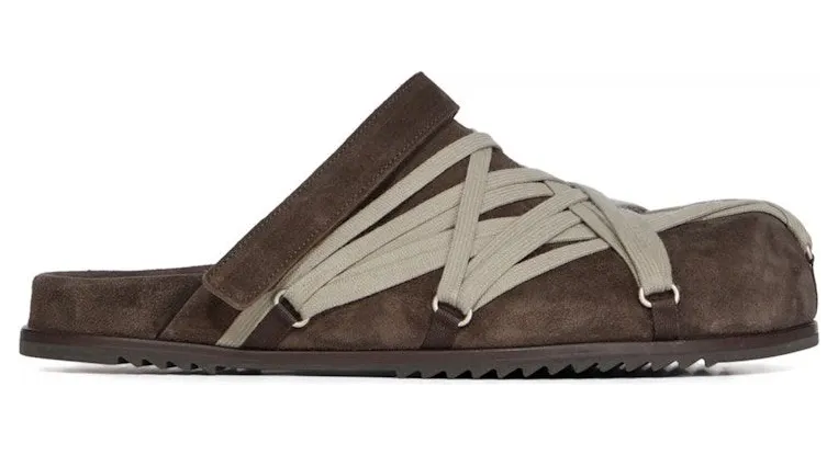 Rick Owens Concordians Megalace Suede Leather Mule Granola Brown (RU02E1813LVSW1-04)