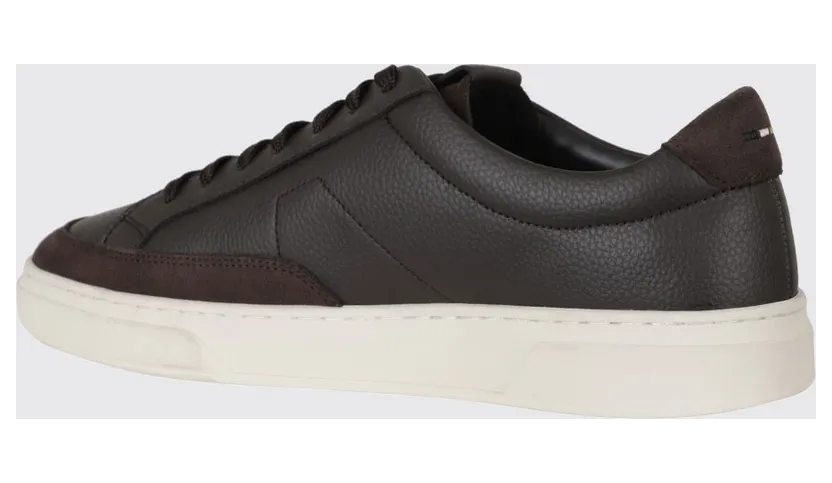 Boss Kieran Low-Top Trainers in Grained Leather with Printed Logo Brown (50568536201) (2)
