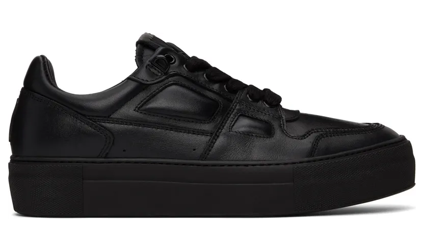 AMI Alexandre Mattiussi Black Leather Ami de Cœur Low-Top Sneakers (USN414.857)