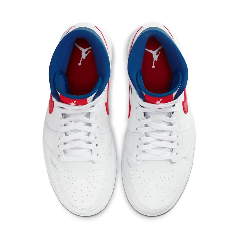 Air Jordan Womens Nike AJ I 1 Mid White ‘Red Royal’ (2020) (BQ6472-164)