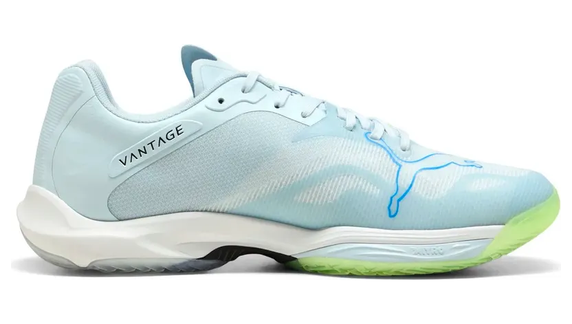 Puma Vantage NITRO 2 Hallenschuh Indoor hellblau neongr?n für Herren, blau, Größe 40 EU (109023)