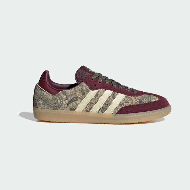 Adidas SAMBA OG X LIBERTY LONDON SCHOENEN Maroon / Warm Vanilla / Olive Strata (KH9802)
