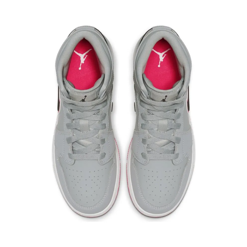 Jordan 1 Mid Wolf Grey Racer Pink Black (GS) Wolf Grey/Racer Pink-White-Black (555112-060)