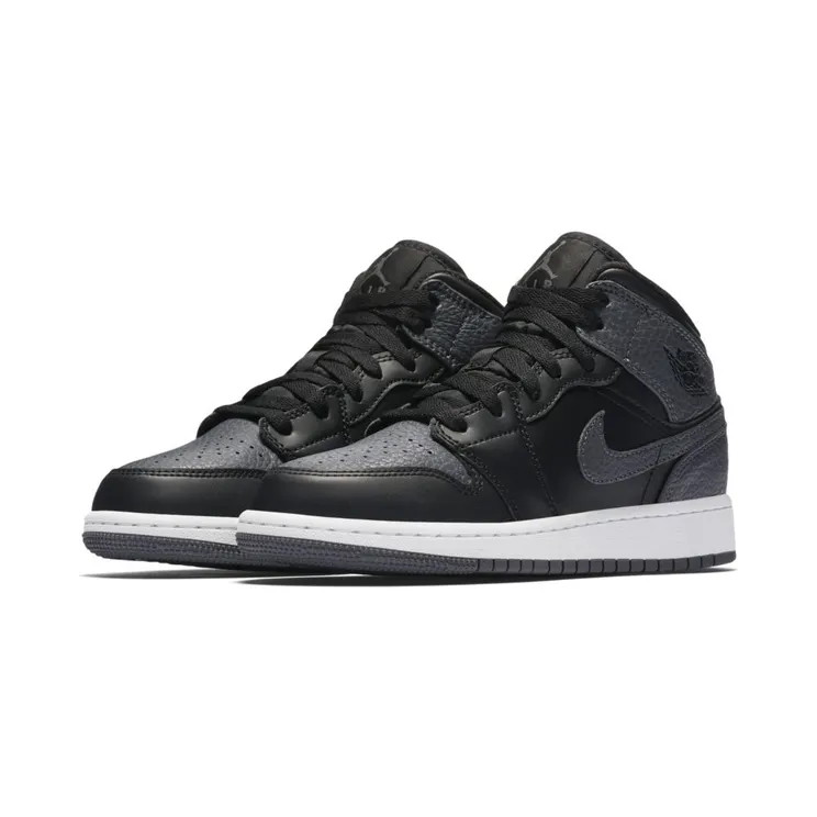Air Jordan 1 Retro Mid’Black Dark Grey’ GS Black/Dark Grey-Summit White (554725-041)