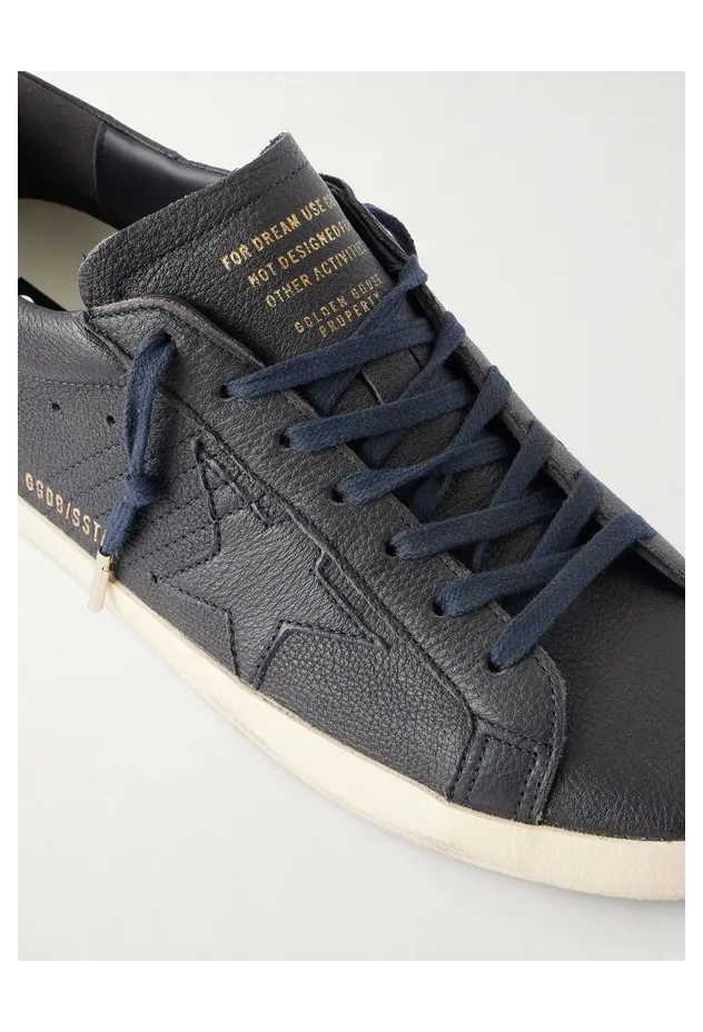 Golden Goose Super-Star Distressed Full-Grain Leather Sneakers Navy (GMF00101.F008887) (5)