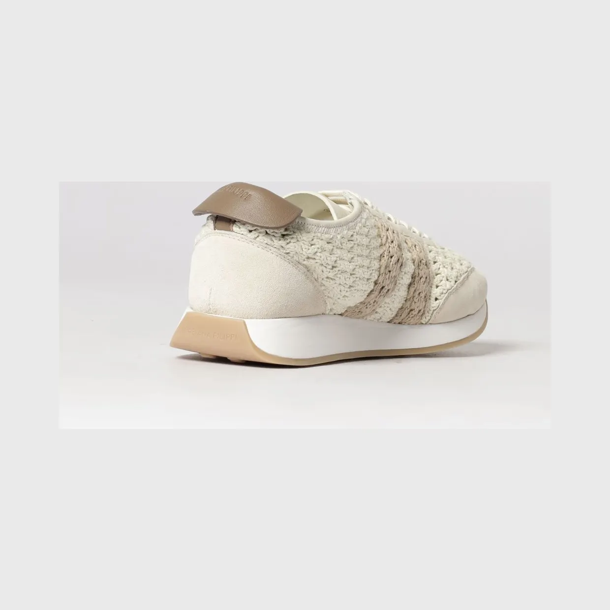 Fabiana Filippi Crochet Cotton and Suede Sneakers Butter (ASD276A804M057VR1) (2)