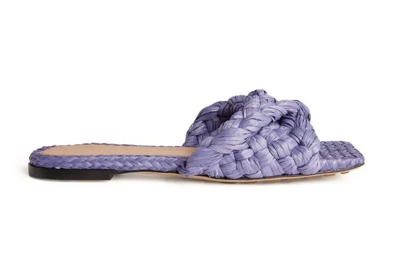 Bottega Veneta Raffia Stretch Flat Sandals Lavender (651860V0GM05176)