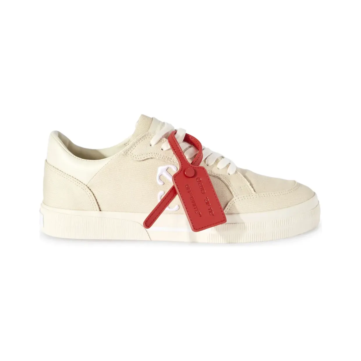 Off-White Vulcanized Canvas-Sneakers mit Kontrastetikett Nude (OMIA293S24FAB0010301)