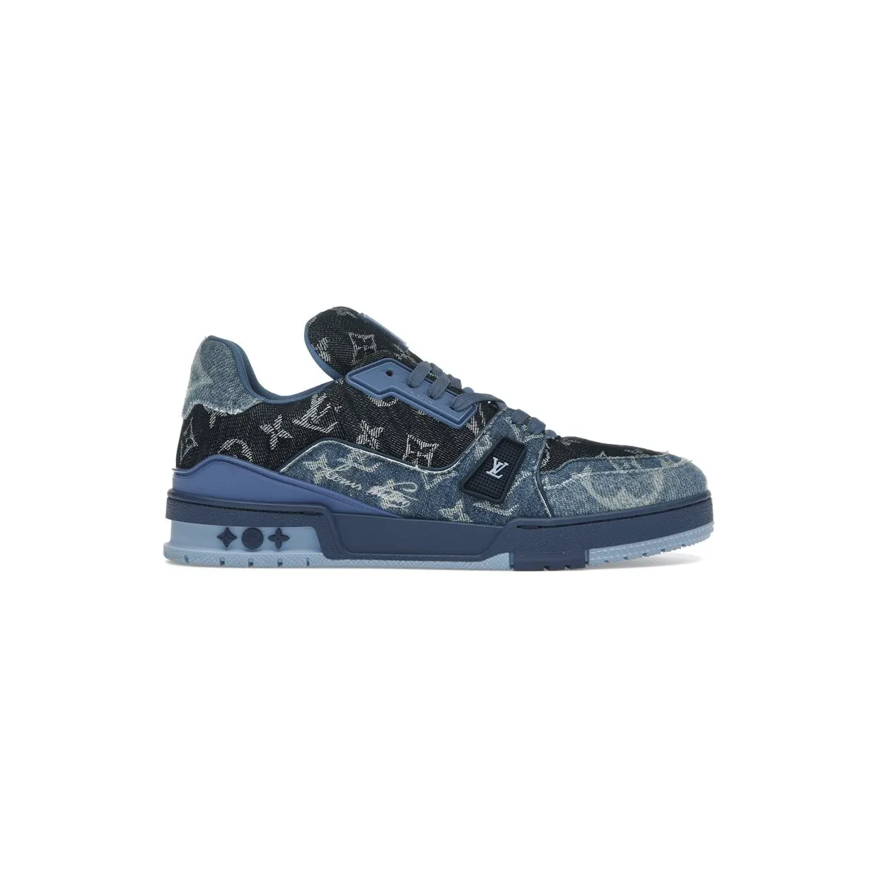 Louis Vuitton LV Trainer Blue Patchwork Monogram Denim (1AC4YN)