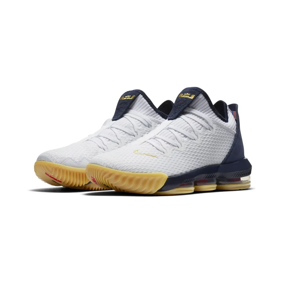 Nike LeBron 16 Low Olympic White/Metallic Gold-Midnight Navy-University Red (CI2668-101)