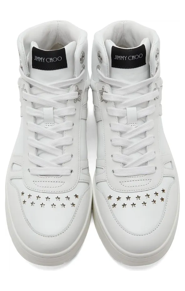 Jimmy Choo White Hawaii Hi Top/F Sneakers (HAWAII HI TOP/FCLF) (5)