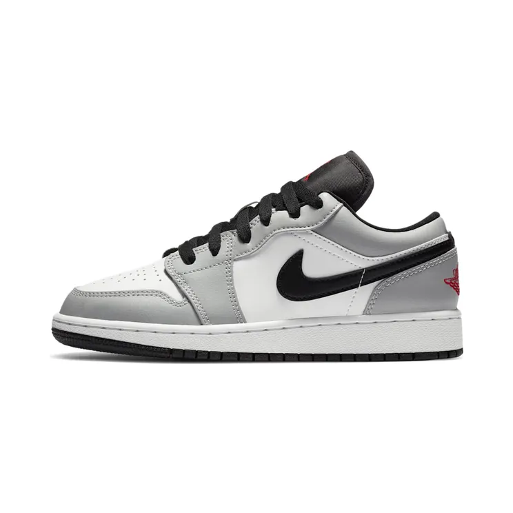 Air Jordan 1 Low GS Light Smoke Grey – “Light Solar Flare Heather / White / Black / Gym Red” (553560-030)