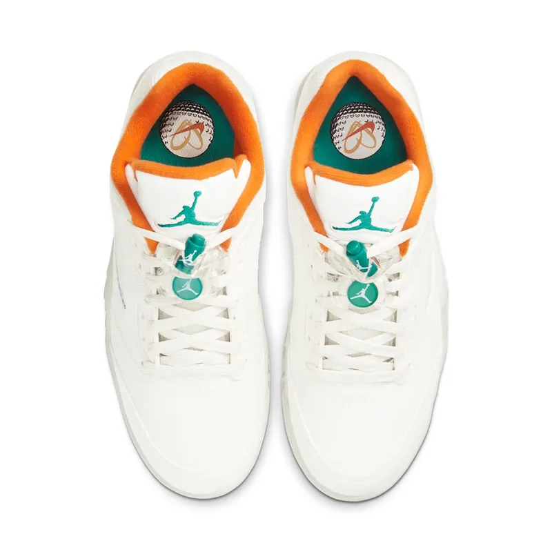 Jordan 5 Retro Low Golf Lucky and Good Sail/Starfish-Neptune Green-Obsidian (CW4204-100)