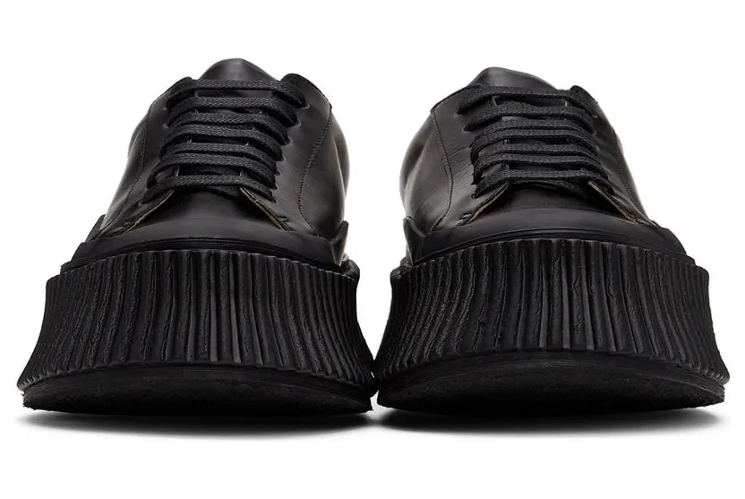 Jil Sander Black Leather Platform Sneakers (JS32108A_14020) (2)