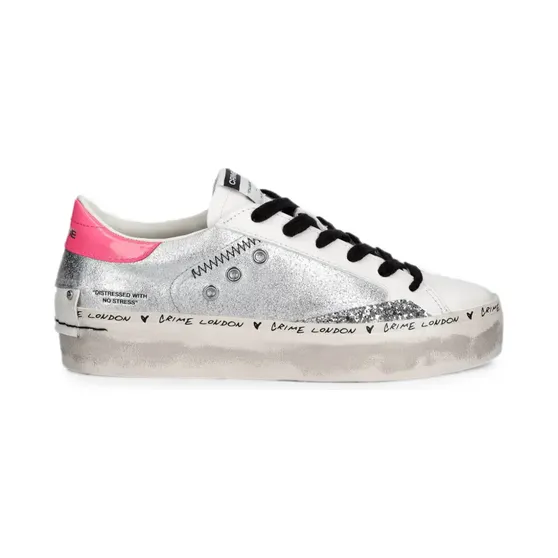 Crime London Flatform-Sneakers mit Glitter “White” (29050PP8)