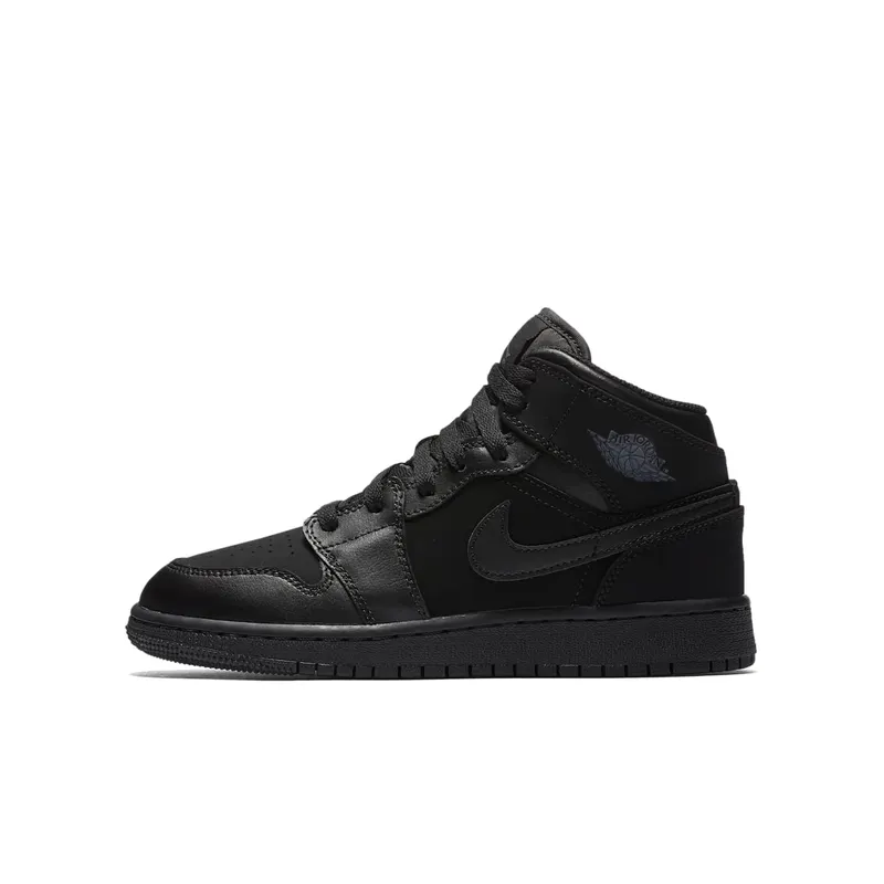 Jordan 1 Mid Triple Black 2016 (GS) Black/Dark Grey-Black (554725-050)