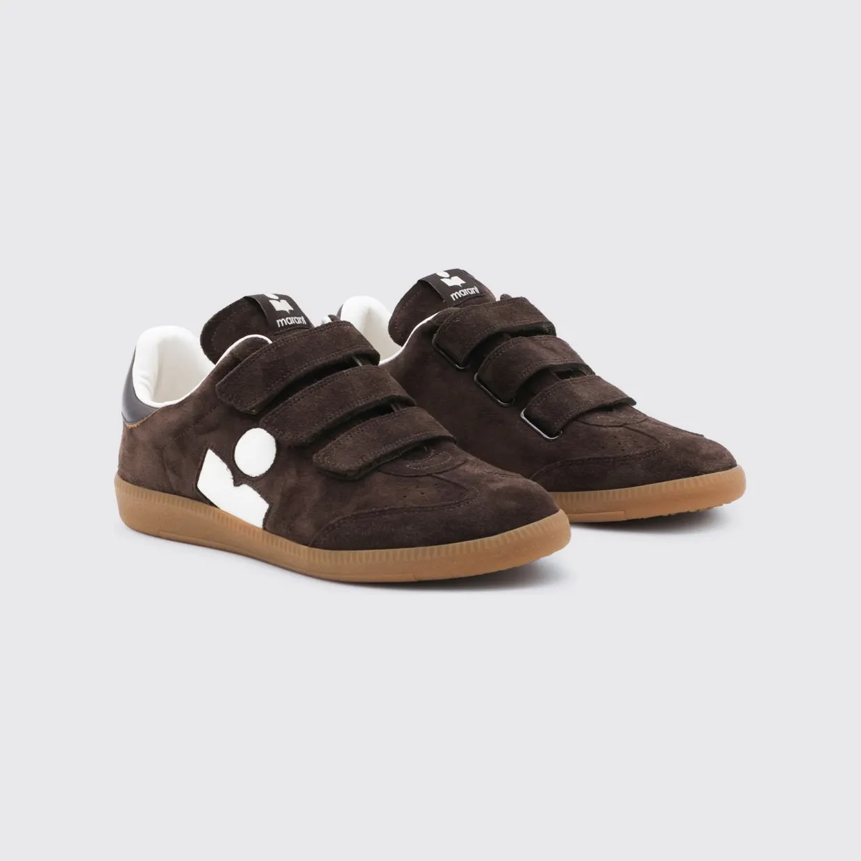 Isabel Marant Beth Suede Low-Top Sneakers with Velcro Strap Closure Cocoa (25PBK0013FAC1E09SCLMW)