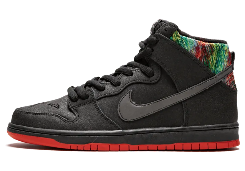 Nike SPoT x SB Dunk High Pro ‘Gasparilla’ Black/Challenge Red-Metallic Silver (313171-028)