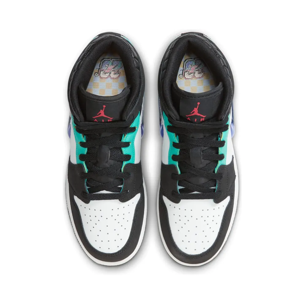 Jordan 1 Mid SE Black White Hyper Jade (FQ8095-001)