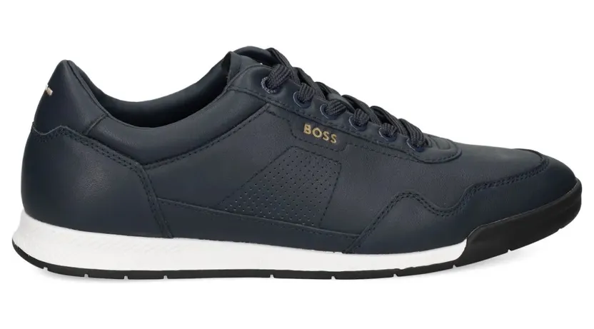 BOSS aus Nappaleder mit perforierten Details – Blue (50542099)