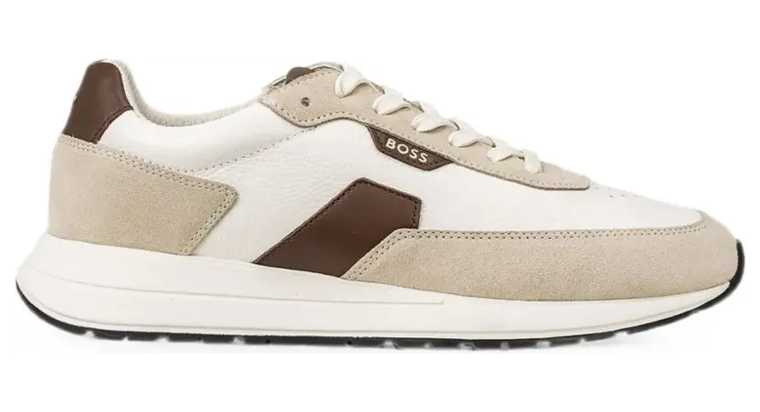 BOSS Leren with vlakken – Beige (50568951)