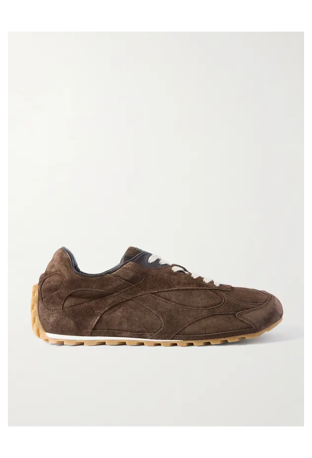 Bottega Veneta Orbit Flash Leather-Trimmed Suede Brown (851621V3MS0)