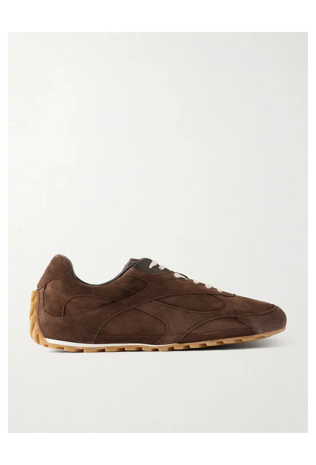 Bottega Veneta Orbit Flash Leather-Trimmed Suede Brown (867926V3MS0)
