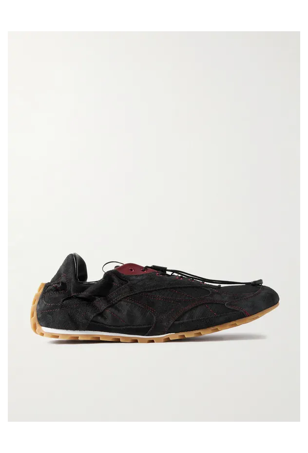 Bottega Veneta Orbit Flash Ripstop-Trimmed Suede Black (855200V65D1)