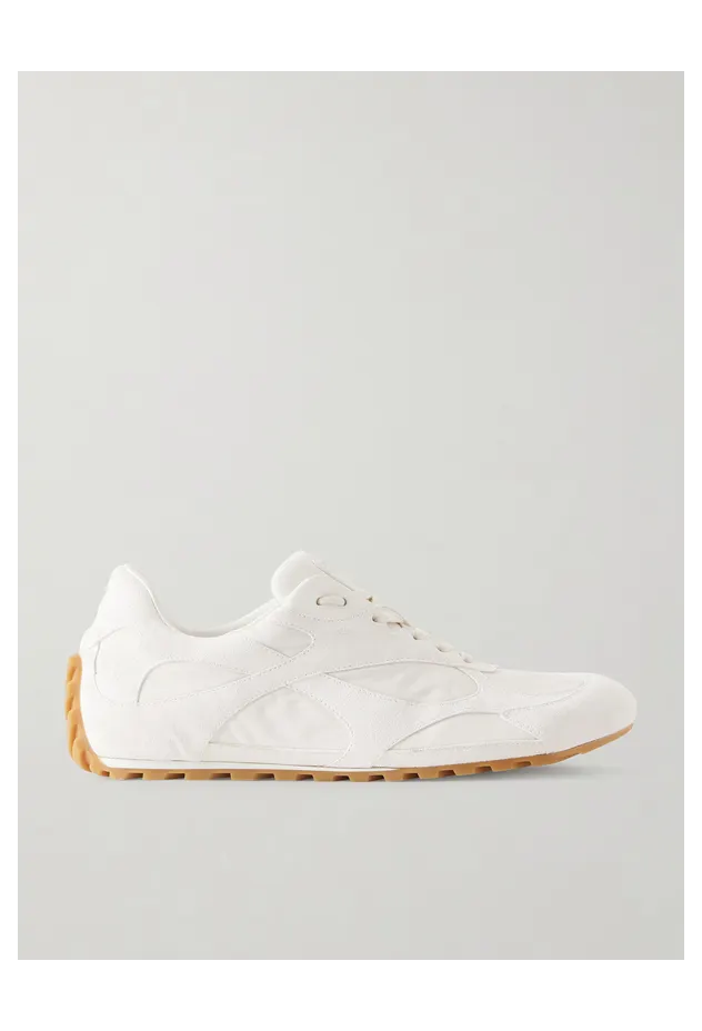 Bottega Veneta Orbit Flash Suede and Leather-Trimmed Shell White (867926V65C0)