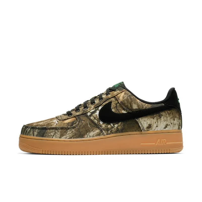 Nike Air Force 1 Low Realtree Black Black/Black-Aloe Green-Gum Medium Brown (AO2441-001)