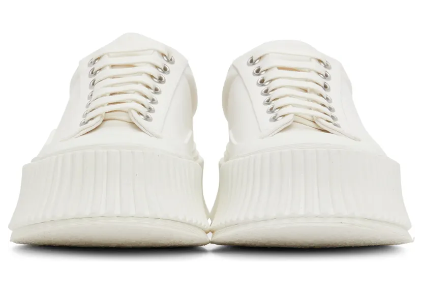 Jil Sander White Canvas Platform Sneakers (JS38133A_15101) (2)