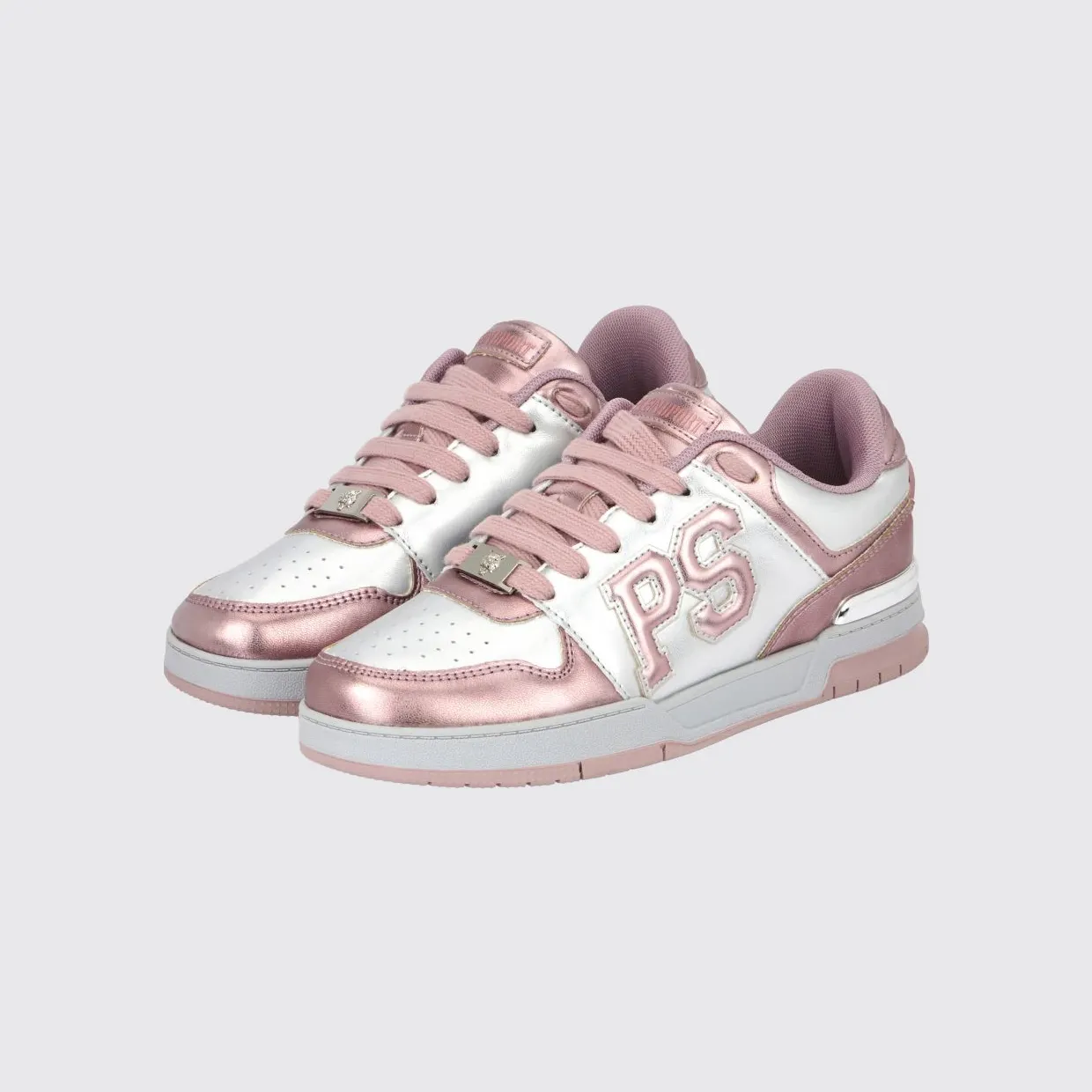 Plein Sport Viper II Laminated Leather Sneakers Pink (FAESWSC2772SLE004N0370)