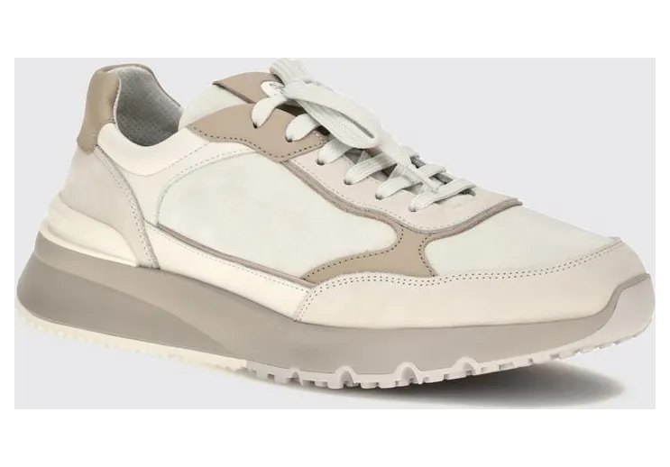 Brunello cucinelli Bicolor Suede and Leather Low-Top with Serrated Sole White (MZUSNEO355CTG72)