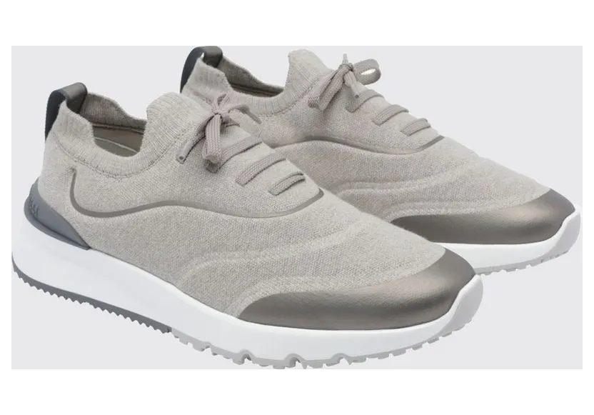 Brunello cucinelli Knit Low-Top in Cotton Blend with Elasticated Ankle Beige (MZUAUFO340CEJ23)