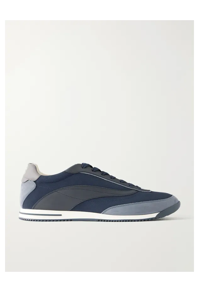 Brunello Cucinelli Suede and Leather-Trimmed Shell Navy (MZUGNIA357)