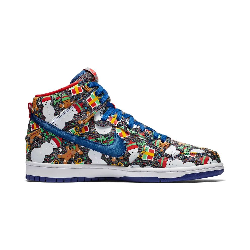 Nike SB Dunk High Concepts Ugly Christmas Sweater (2017) Blue Ribbon/Blue Ribbon-Atom Red (881758-446)