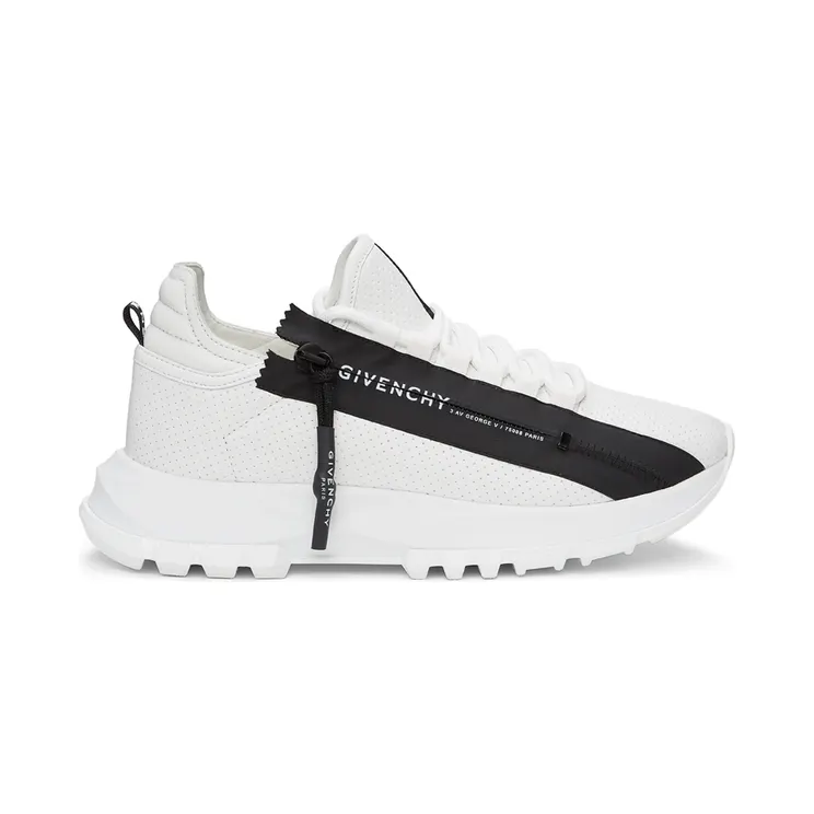 Givenchy White Perforated Leather Spectre Runner Zip Low Sneakers (BE0019E0SV116)
