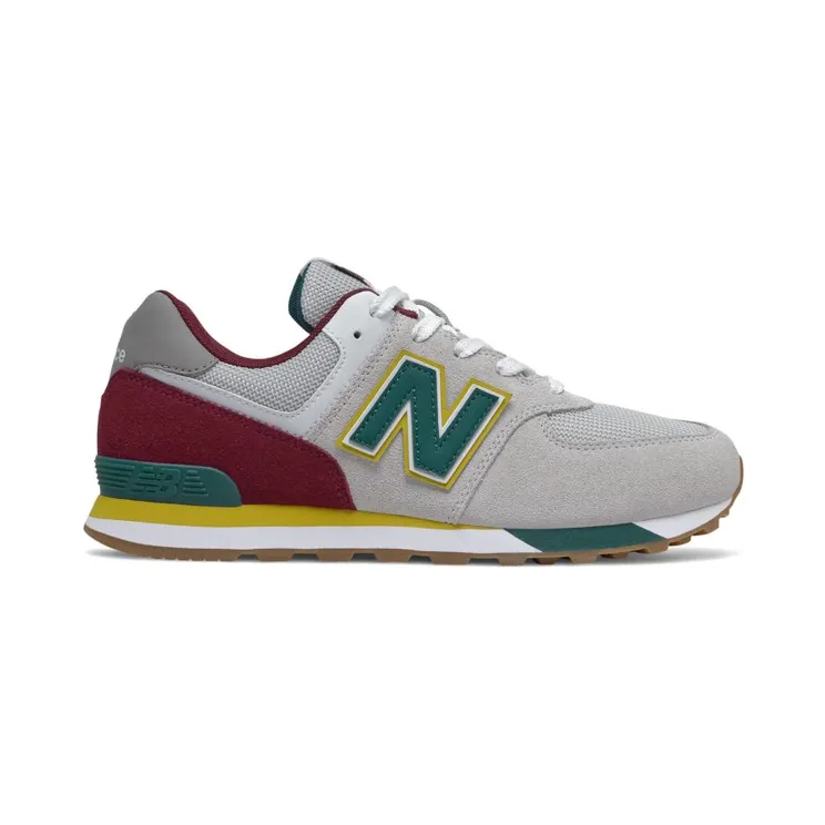 New Balance Kids Grey & Burgundy 574 Big Kids Sneakers (GC574PR1)