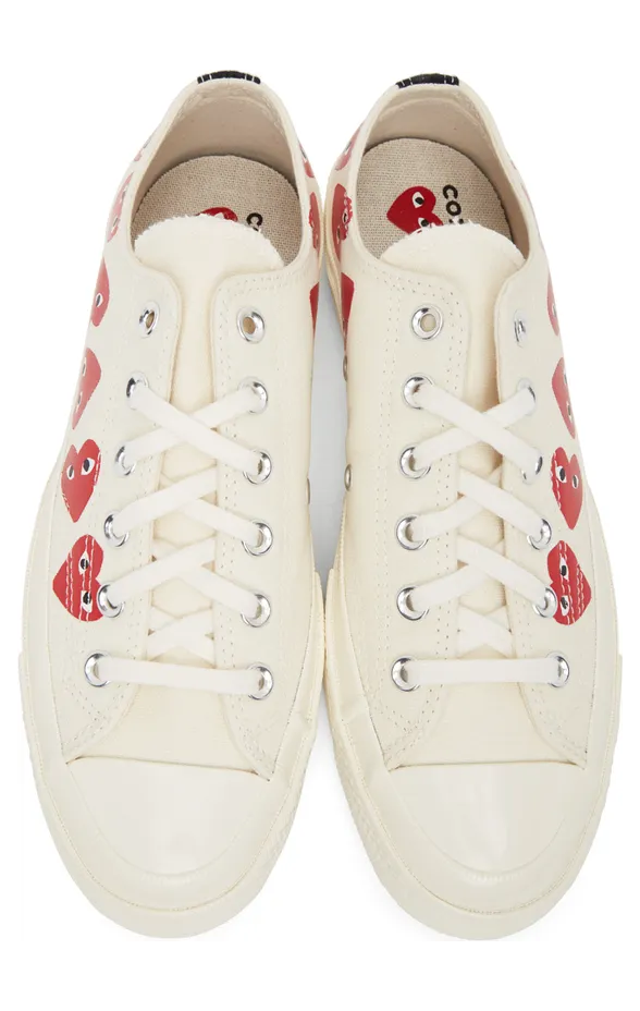 Comme des Garçons Play Off-White Converse Edition Multiple Hearts Chuck 70 Low Sneakers (K117) (5)