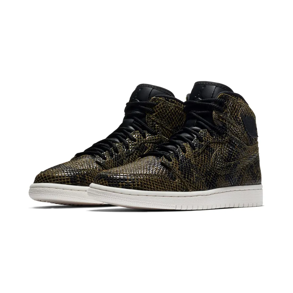 Jordan 1 Retro High Snakeskin (W) Olive Canvas/Phantom-Black (AH7389-302)